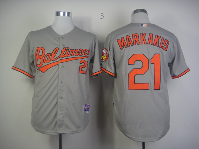 Men Baltimore Orioles #21 Markakis Grey MLB Jerseys